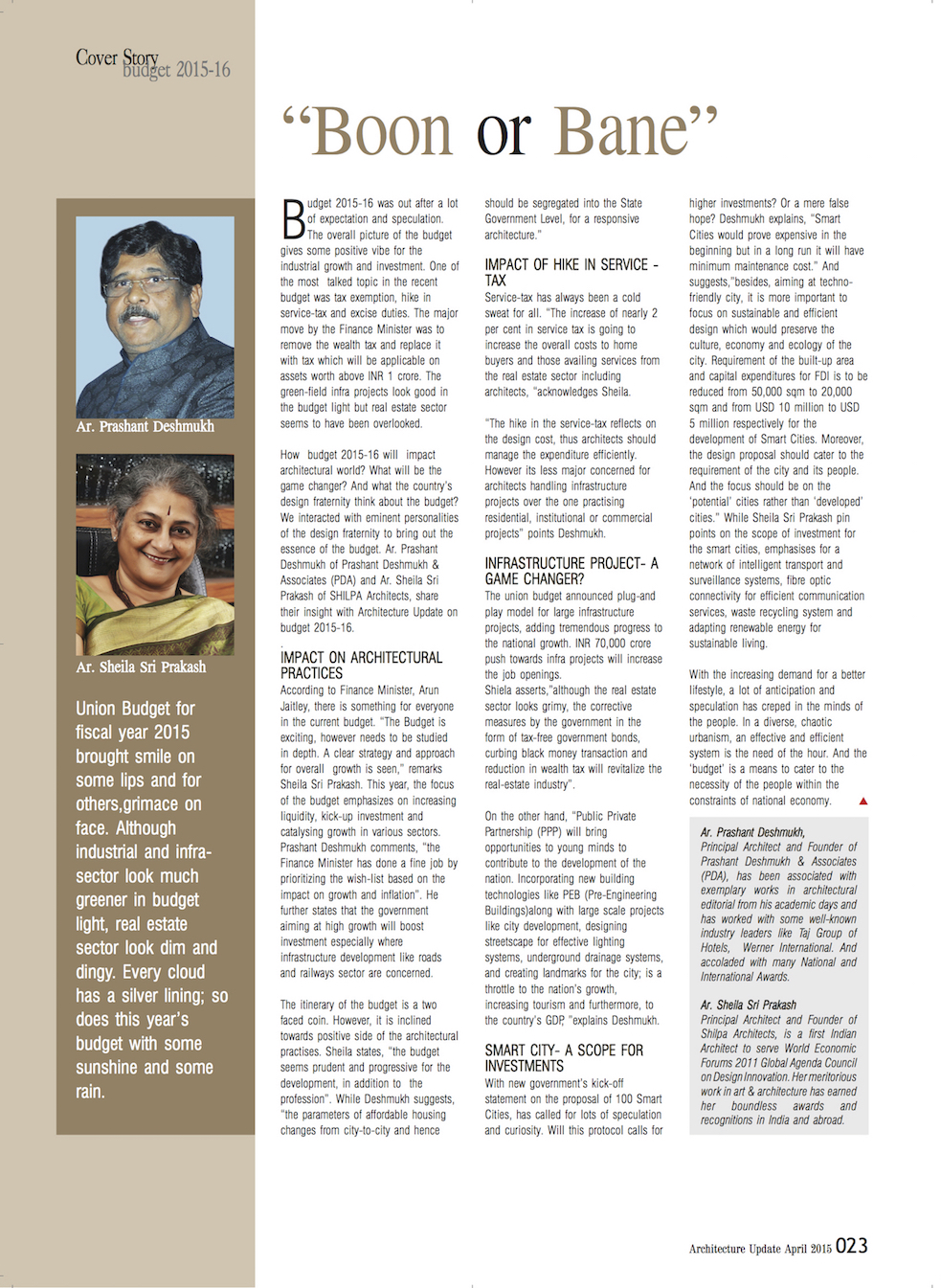 Architecture Update Magazine with Sheila Sri Prakash